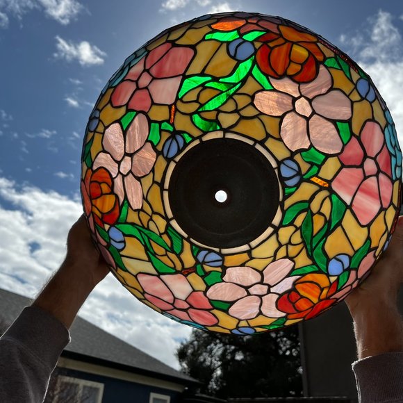 Tiffany style Stained Glass Lamp shade Peony flowers - Picture 5 of 8